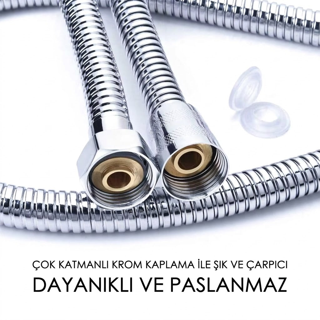 Ömürlük Patlamaz Çelik Örgülü Duş Hortumu – %100 Sızdırmaz & Ultra Dayanıklı