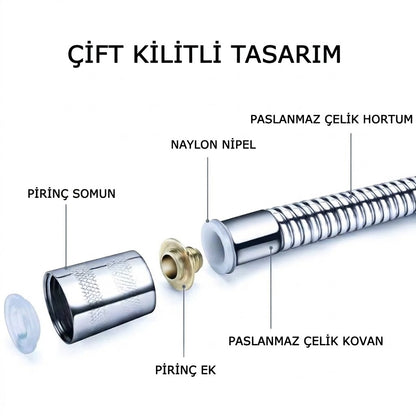 Ömürlük Patlamaz Çelik Örgülü Duş Hortumu – %100 Sızdırmaz & Ultra Dayanıklı