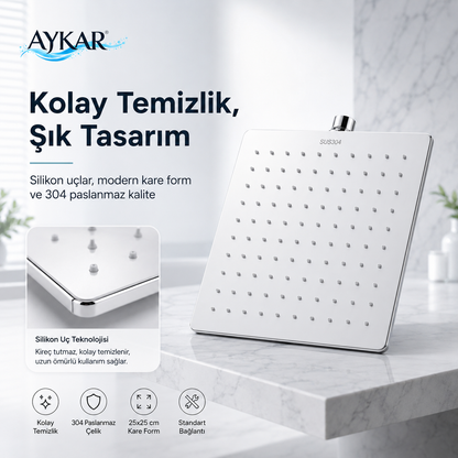 Yeni Nesil Paslanmaz Çelik Tepe Duş Başlığı