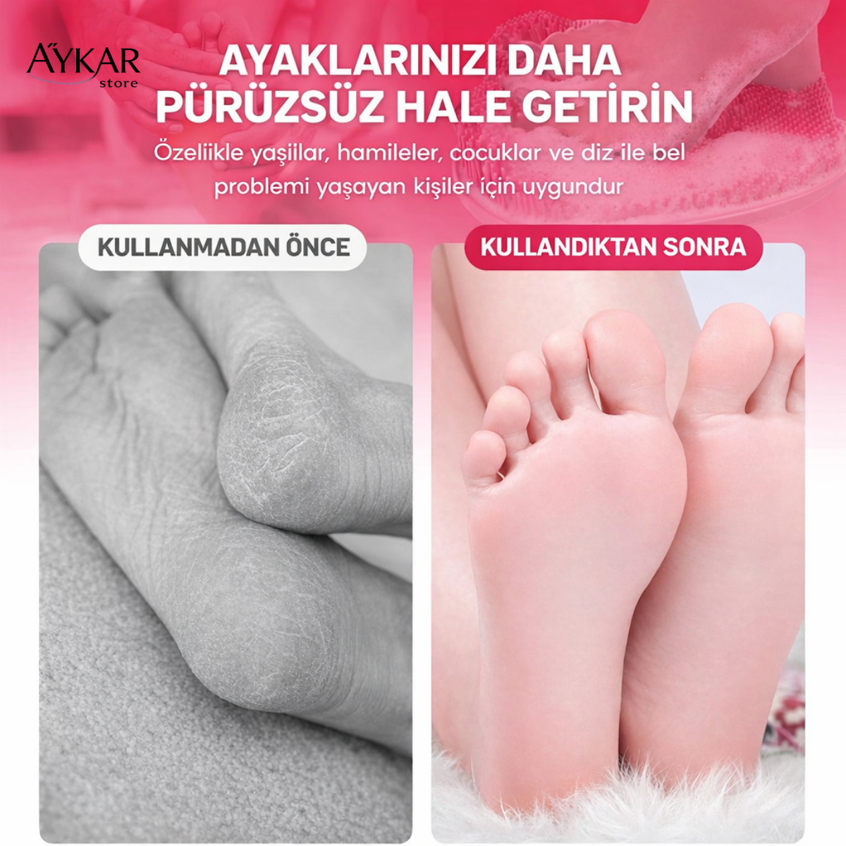 Kaymaz Tabanlı Ayak Masajlı Banyo Lifi