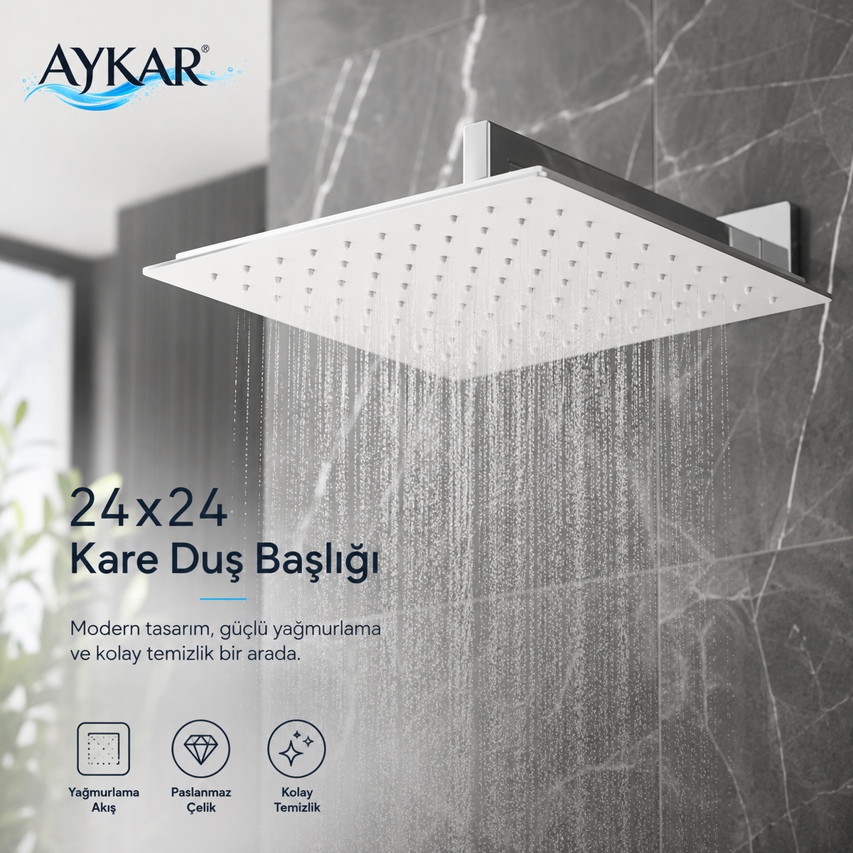 Yeni Nesil Paslanmaz Çelik Tepe Duş Başlığı